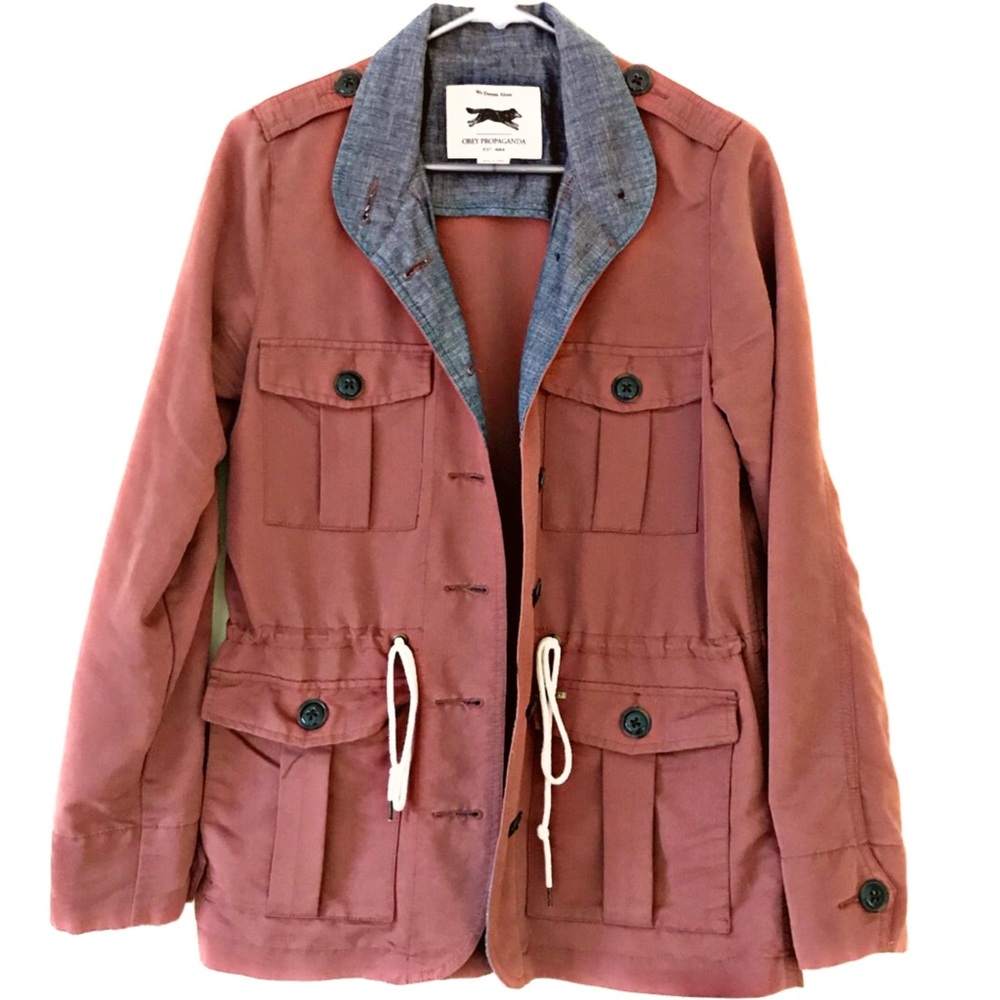 Obey Propaganda Hemingway Brown Cargo Utility Jacket Fall Coat Gorpcore US S